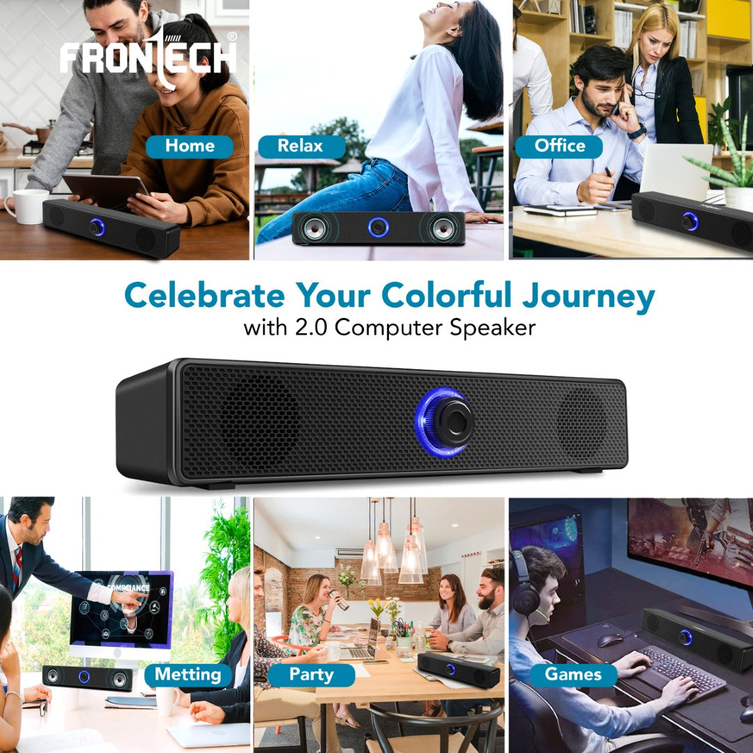 Frontech 1.0 USB Speakers with RGB Lights | 10W Power | AUX/USB (SPK-0008) Frontech 1.0 USB Speakers with RGB Lights | 10W Power | AUX/USB (SPK-0008)